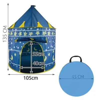 Productafbeelding van Kruzzel 23474 Kindertent in de vorm van een kasteel, blauw