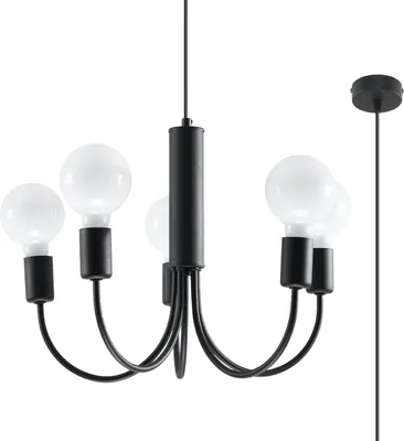 Produktbild von Kronleuchter PICCOLO 5 schwarz 5xE27 15W Stahl 100x45x45cm Sollux Lighting