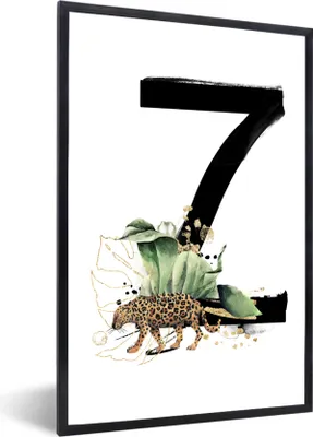Produktbild von MuchoWow® MuchoWow® Gerahmtes Poster Dschungel - Leopard - Buchstabe Z 40x60 cm - Poster mit zchwarzem Bilderrahmen - Papierdruck - Wandbilder