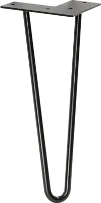 Produktbild von WAGNER Möbelbein HAIRPIN LEG Retro - 12 x 12 x 30 cm, BAUSTAHL LOOK, eisen matt, Bein schräg & Anschraubplatte - 12823001
