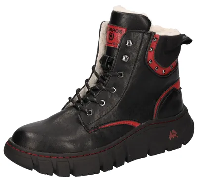Imagen del producto de Botas Lerros con cordones, tiradores y hebillas, de color negro, talla 37