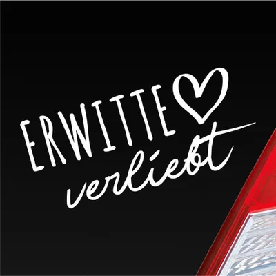 Produktbild von Auto Aufkleber Erwitte verliebt Herz Stadt Heimat Liebe Car 19x9 cm Weiss Matt Sticker Heckscheibenaufkleber