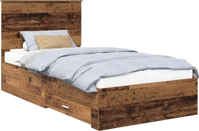 Obrázek produktu pro vidaXL Rám postele s čelem z regenerovaného dřeva 100 x 200 cm materiál na bázi dřeva