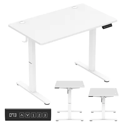 Produktbild von huzaro Hero 7.9 | Höhenverstellbarer Schreibtisch Stehschreibtisch | 100x60cm | Stufenlos Verstellbar Metallkonstruktion Kabeldurchführung | Weiß