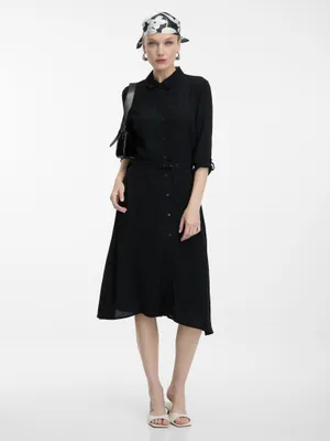 Produktbild von Orsay Schwarzes knielanges Hemdkleid für Damen 40
