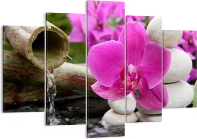 Produktbild von Bild auf Leinwand - Leinwandbild - Orchidee Bambus Dekoration Spa - 150x100cm - Wand Bild - Wanddeko - Leinwanddruck - Bilder - Kunstdruck - Leinwand bilder - Wandkunst - EA150x100-2666