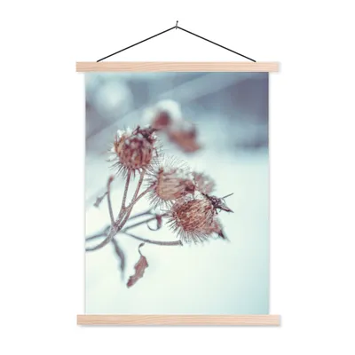 Produktbild von MuchoWow® Textilposter Pflanzen - Winter - Schnee - Natur 120x160 cm mit holzfarbenen Rahmen - Plakatkarton