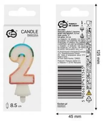 Produktbild von GoDan Geburtstagskerze "2" Glitzer Zahl