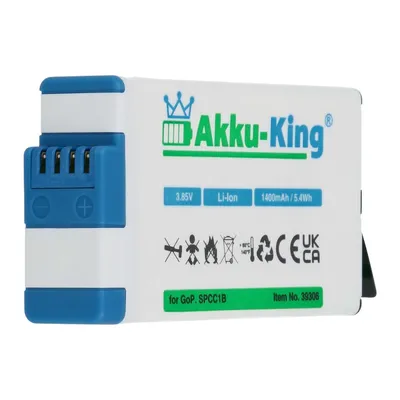 Produktbild von Akku kompatibel mit GoPro ACBAT-001, SPCC1B - Li-Ion 1400mAh - für GoPro Max, Max 360 - voll dekodiert