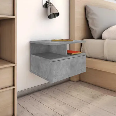 Produktbild von vidaXL Hängender Nachttisch Betongrau 40x31x27 cm Holzwerkstoff
