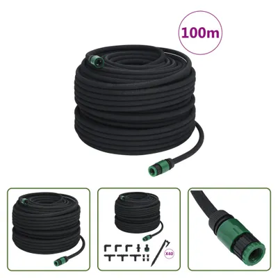 Produktbild von The Living Store Tropfschlauch Schwarz 0,6" 100 m Gummi
