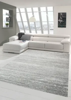 Produktbild von Designer und Moderner Teppich Wohnzimmerteppich Kurzflor Uni Design in Grau Größe - 200 x 290 cm