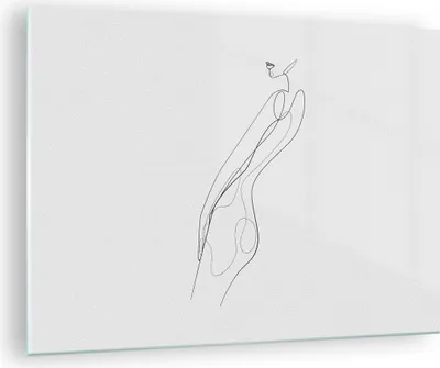 Produktbild von Bilder auf glas - Einteilig - Kontur Frau Minimalismus - 70x50cm - Glasbilder - Wandbilder - Bilder - zum Aufhängen bereit - Wanddekoration aus Glas - Glas Bilder - Wandbild auf Glas - GAA70x50-4242