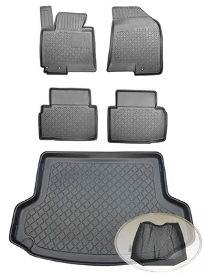 Produktbild von SET Kofferraumwanne Gummifußmatten für Hyundai ix35 2WD Frontantrieb Steilheck Geländewagen SUV 5-türer 2009-2015 alle Ausstattungsavarianten
