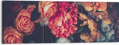 Produktbild von Bild auf Leinwand - Leinwandbild - 3 Teile - Blumenstrauß Blumen Rosen - 150x50cm - Wand Bild - Wanddeko - Wandbilder - Leinwanddruck - Bilder - Wanddekoration - Leinwand bilder - CA150x50-5002