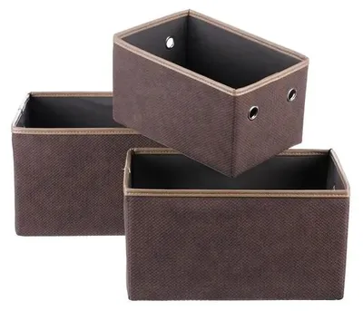 Productafbeelding van Stoffen mand Autronic Opvouwbaar. Bruin. Prijs voor een set van 3 stuks (DT3006 BRN)