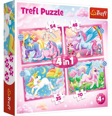 Image de Puzzle Licornes 4 en 1 pour enfants, amusant et éducatif