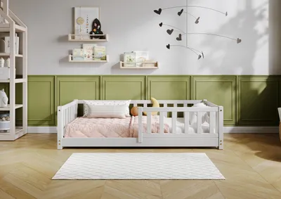 Obrázok produktu pre TIMBEE LENA detská posteľ Drevená detská posteľ - sivá - 70x140cm - 3cm nožičky
