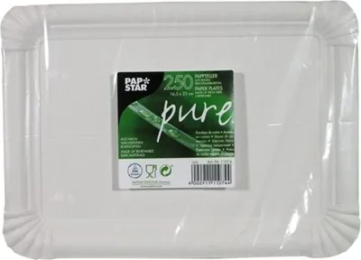 Immagine prodotto di Piatti di carta monouso Papstar serie Pure quadrati bianchi 165 x 230 mm 250 pezzi