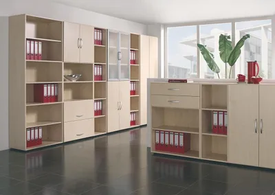 Produktbild von Geramöbel Flügeltürenschrank mit satinierter Glastür im Holzrahmen, mit Standfüßen, Griff links oder rechts, inkl. Türdämpfer, nicht abschließbar, 6 Ordnerhöhen, Weiß, S-346838-GTW