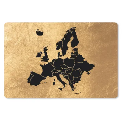 Produktbild von MuchoWow® Schreibtischunterlage Karte von Europa - Schwarz und Gold 60x40 cm - XXL Mauspad - Großes Mauspad