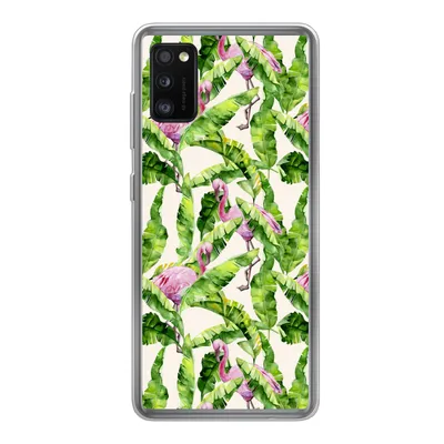 Produktbild von MuchoWow® Handyhülle Schutzhülle Hülle für Samsung Galaxy A41 Flamingo - Blätter - Muster Silikon Softcase Handy Hülle - Mobiltelefon
