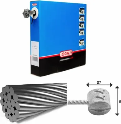 Produktbild von Elvedes 1x19 Stainless T-nipple 7×6 Bremskabel Silber 2000 mm Silber 2000 mm
