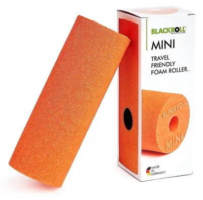 Produktbild von BLACKROLL® MINI Faszienrolle (15 x 5 cm), kleine Fitness-Rolle für die Selbstmassage, handliche Massagerolle für unterwegs, im Büro oder Fitnessstudio, mittlere Härte,  Germany, Orange