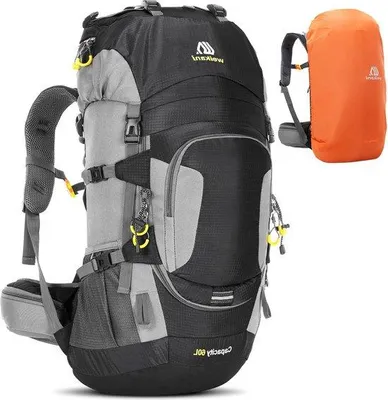 Produktbild von Famanu Rucksack 60L - Wasserdicht mit Regenhülle für Trekking und Reisen