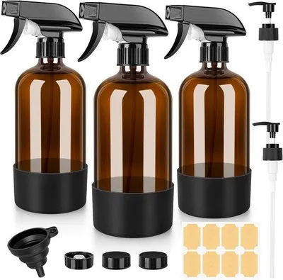 Produktbild von Amberfarbene Sprühflaschen - für Reinigung und ätherische Öle - 3 Stück - 480 ml