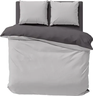 Produktbild von Bettwäsche 200x200 cm grau silber anthrazit Uni Doppelbett Wende Microfaser