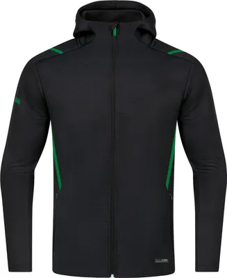 Produktbild von JAKO Unisex Freizeitjacke Challenge mit Kapuze, Farbe:schwarz meliert/sportgrün, Größe:3XL