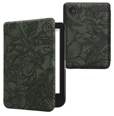 Produktbild von kwmobile Schutzhülle für Kobo Clara BW / Clara Colour / Tolino Shine (5) / Shine Color Hülle - eReader Flip Case mit Auto Sleep Funktion - Blumen im