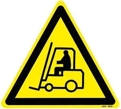Produktbild von Warnschild - FLURFÖRDERFAHRZEUGE - 308806 - Schenkellänge 22cm - Kunststoffschild