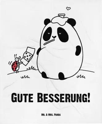 Produktbild von Mr. & Mrs. Panda Babydecke Panda Gute Besserung - Weiß - Geschenk, Erstlingsdecke, Fleecedecke, Schmusedecke, Schlummerdecke, Plaid