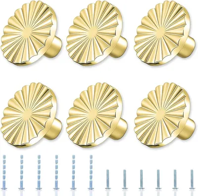 Produktbild von Möbelknöpfe 6 Stück, rund, gold, Zinklegierung, für Kommode