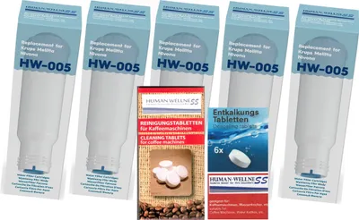 Obrázek produktu pro Sada péče 5 x vodní filtr HW-005 filtrační patrona pro plně automatický kávovar Melitta + pečující přípravek
