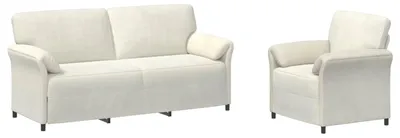 Image de Ensemble de canapés vidaXL, 2 pièces, couleur crème, revêtement en velours