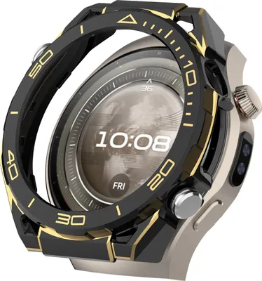 INF Schützende PC-Hülle kompatibel mit Huawei Watch 5 46mm - Schwarz & Gold