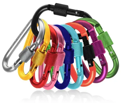 Produktbild von Karabinerhaken Schraubkarabiner Karabinerhaken - 5 mm - Typ D - Aluminium - Schwarz - Für Camping und Wandern