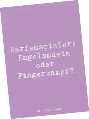 Produktbild von Mr. & Mrs. Panda Postkarte Spruch Harfe Melodien - Lavendeltraum - Geschenk, Grußkarte, Motivkarte, bildkarte, Musikhumor, musikalisch, Postkarten, Instrument, Musiker
