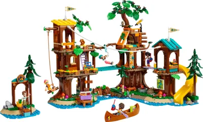 Produktbild von LEGO Friends Baumhaus im Abenteuercamp, Spielset für Mädchen und Jungen ab 8 Jahren mit 5 Spielfiguren und 5 Tieren, Geschenkidee für kreatives Spielen, Sportspielzeug 42631