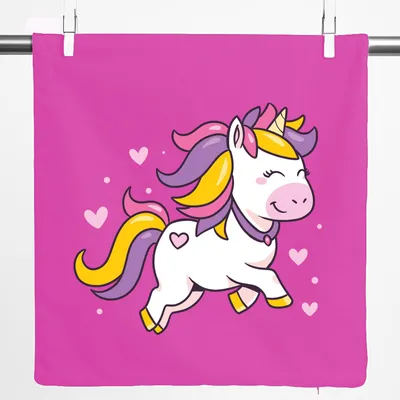 Produktbild von Huuraa Kissenbezug Einhorn Comic 40x40cm Fuchsia Baumwolle Dekokissenbezug Geschenkidee