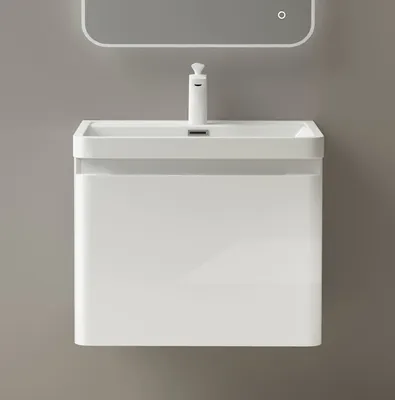 Produktbild von Mai & Mai Badmöbel-Set Waschbeckenunterschrank 60x42x50cm in Weiß mit Softclose Schubladen inkl. Mineralguss Waschbecken Ancona