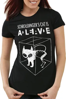 Produktbild von style3 Schroedingers Katze T-Shirt Damen, Farbe:Schwarz, Größe:M