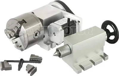Obrázek produktu pro CNC soustruh, tříčelisťové sklíčidlo, koník 65 mm, přesnost 0,3 stupně na krok, vysoce kvalitní kovová konstrukce