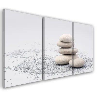 Produktbild von Triptychon auf leinwand natur grau 60x40 cm Feeby grau wandbild bereit zum aufhängen