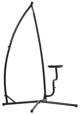 Zdjęcie produktu dla Stelaż do fotela wiszącego - metalowa konstrukcja w kształcie litery X - do foteli wiszących - udźwig do 120 kg - z hakiem sprężynowym i półką - kolor czarny