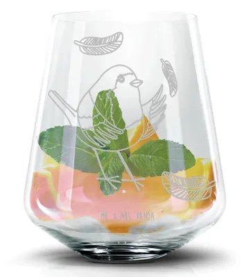 Produktbild von Mr. & Mrs. Panda Cocktailglas Rotkehlchen Federn - Transparent - Geschenk, Spruch Mut, Lustige Sprüche, Vogel, Martini Glas, Gin, Motivation, Whiskyglas, Longdrinkglas