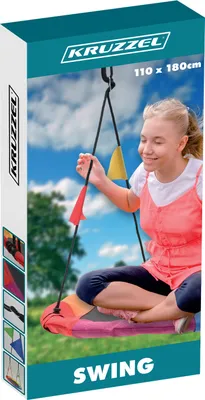 Image de Kruzzel Balançoire nid extérieur pour enfants et adultes jusqu'à 150 kg - Balançoire de jardin Ø 110 cm - Durable et résistante aux intempéries - Balançoire double pour 2 enfants 25284